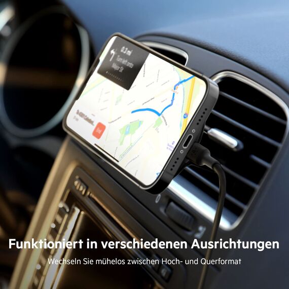 Belkin BoostCharge drahtloser magnetischer Kfz-Telefon-Halter, Kfz ladegerät, Auto Ladegerät, kompatibel mit MagSafe-fähigem iPhone 17, Air, 16, 15, 14, 13, 12, Pixelsnap (inkl. Kabel)