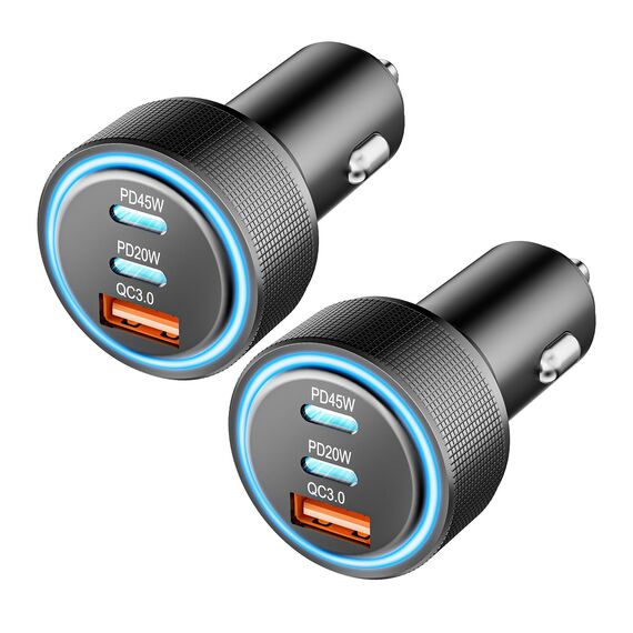 Zigarettenanzünder USB, 3-Port 65W USB C Autoladegerät PD/QC3.0 Schnellladegerät Auto Ladegerät 12V USB Adapter Auto Zigarettenanzünder Adapter für iPhone 16/15/14/13 Pro Max, Samsung Galaxy S25/S24