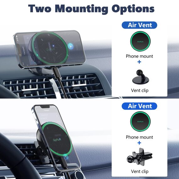 Gloplum Kompatibel 15W Ladegerät Magsafe Autohalterung, Kabelloses Magnet Auto Handyhalter,Wireless Car Charger KfZ Ladestation Handyhalterung für Phone 13/13 Pro/13 mini/13 Pro/12/12 Pro