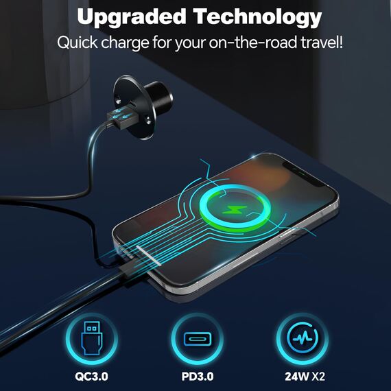 acegoo USB C Steckdose 12V Wohnmobil Ladegerät Vollaluminium, Typ C USB Anschluss PD3.0 QC3.0 KFZ Buchse Dose Einbau Adapter für Camper Auto Boot LKW Wohnwagen (1 x großes Panel)