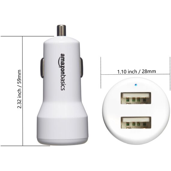 Amazon Basics 30W USB Car Charger, 1 USB-C (18W) Cable with Power Delivery and USB-A (12W) Port - Black