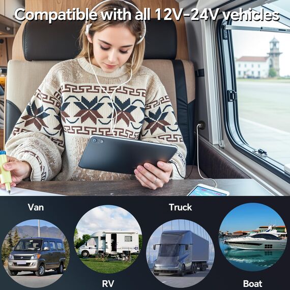acegoo USB C Steckdose 12V Wohnmobil Ladegerät Vollaluminium, Typ C USB Anschluss PD3.0 QC3.0 KFZ Buchse Dose Einbau Adapter für Camper Auto Boot LKW Wohnwagen (1 x großes Panel)