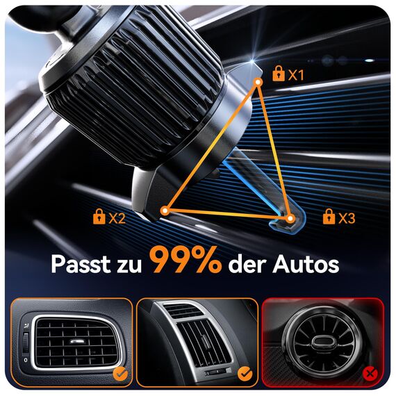 Auckly Handyhalterung Auto mit Ladefunktion, 【mit 48W-Steckdose&Sauger&Clip】 Qi 15W Fast Wireless Charger Auto Laden Automatischer Induktion Ladegerät Car für iPhone 12 13 14 15 16 Pro Max Mini Plus