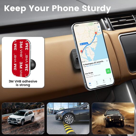 Magnetisches Kabelloses Handyhalterung Ladegerät kompatibel mit MagSafe Autohalterung,Wireless Car Charger 360° Drehbar 36W Ladegerät für Phone 14/13/12 Serie Kann auf dem Dashboard eingefügt Werden