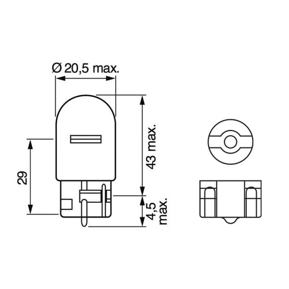 Bosch W21W Pure Light Halogen-Glühlampe für Auto-Scheinwerfer, 12 V 21 W, in Originalqualität - Lampensockel Typ W3x16d - 2er-Pack Ersatz-Scheinwerferlampen