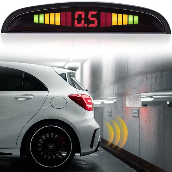 Retoo Auto Rückfahrwarner Einparkhilfe mit 4 Sensoren, LED Anzeigen, Reichweite bis zu 2 Meter und Akustische Warnung, Einparkassistent, Einparksystem, Universal Parken Sensor System, Einparkhilfe-Set