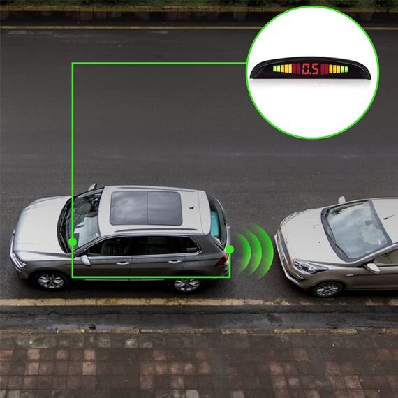Retoo Auto Rückfahrwarner Einparkhilfe mit 4 Sensoren, LED Anzeigen, Reichweite bis zu 2 Meter und Akustische Warnung, Einparkassistent, Einparksystem, Universal Parken Sensor System, Einparkhilfe-Set