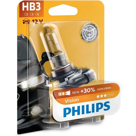 Philips 9005PRB1 Vision +30% HB3 Scheinwerferlampe 9005PRB1, 1er Blister, 13.50x9.50x13.50
