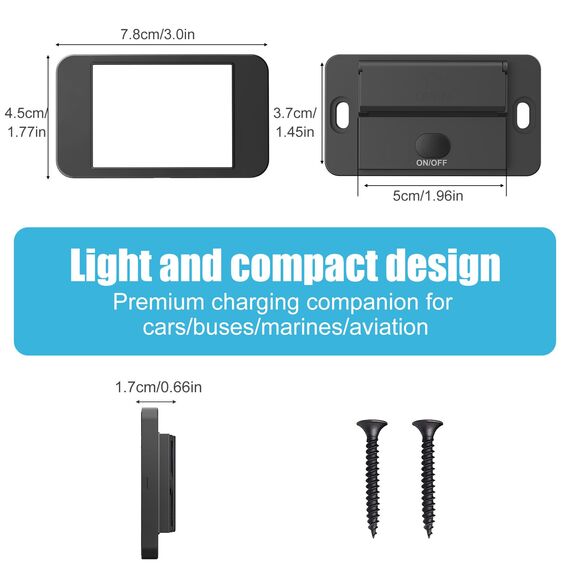 78W 12V USB Steckdose Aufputz Leichtgewicht Dualer PD 30W und QC 3.0 18W Auto USB Anschluss, 12 Volt U-S-B Zigarettenanzünder Ersatz-Ladegerät Panel mit Knopfschalter für Bus Schifffahrt Motorrad