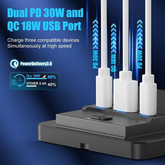 2er-Pack 12V USB Steckdose Aufputz Leichtgewicht Dualer U-S-B C 30W und QC3.0 18W Auto Anschluss, 12 Volt USB Zigarettenanzünder Ersatz-Ladegerät Panel mit Knopfschalter für Bus Schifffahrt Motorrad