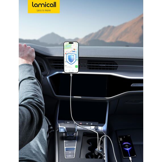 Lamicall 45W Zigarettenanzünder USB C Auto Ladegerät - [SUPER MINI] 24V/12V USB Adapter Auto mit 45W USB C&USB A, PD&QC 3.0 KFZ Autoladegerät für iPhone 17/16/15/14, Samsung S25