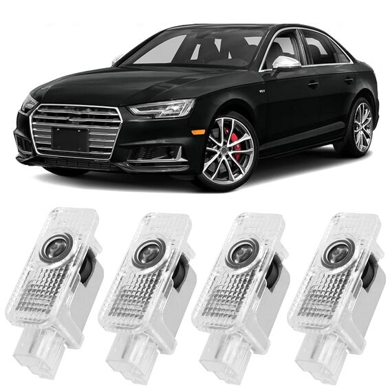 4 Stück Autotür Licht Projektor Logo Audi Türbeleuchtung für A1/A3/A4/A5/A6/A7/A8/Q2/Q3/Q5/Q7/Q8/TT/R8, Türprojektoren Einstiegsbeleuchtung Unterbodenbeleuchtung Auto Zubehör