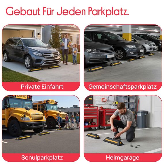 Pyle Einparkhilfe Auto - Anfahrschutz aus Hartgummi, Auto Stopper mit Reflektionsstreifen für die Garage, Robuster Stopper bis zu 15t