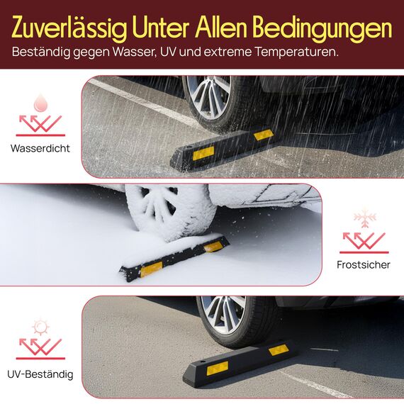 Pyle Einparkhilfe Auto - Anfahrschutz aus Hartgummi, Auto Stopper mit Reflektionsstreifen für die Garage, Robuster Stopper bis zu 15t