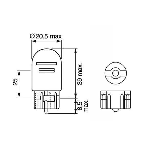 Bosch W21/5W Pure Light Halogen-Glühlampe für Auto-Scheinwerfer, 12 V 21/5 W, in Originalqualität - Lampensockel Typ W3x16q - 2er-Pack Ersatz-Scheinwerferlampen