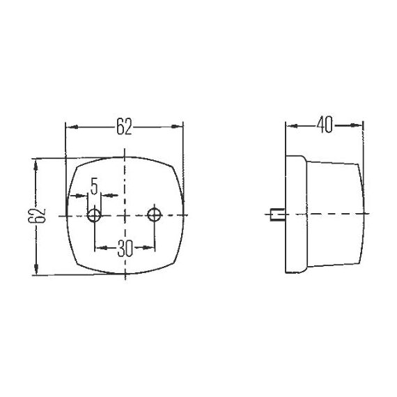 HELLA 2XS 005 639-002 Umrissleuchte - Begrenzungsleuchte - Anhänger - Wohnwagen - Halogen - 6/12/24V - Anbau - ECE - Lichtscheibenfarbe: klar/rot - seitlicher Anbau - Satz