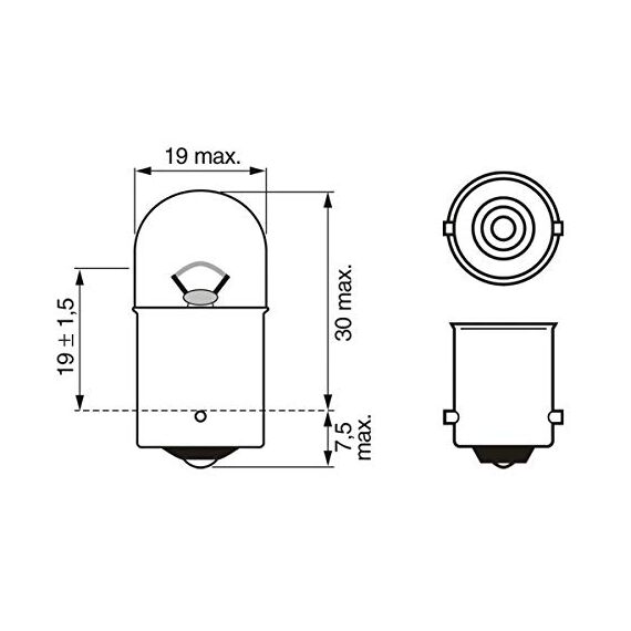 Bosch R10W Pure Light Halogen-Glühlampe für Auto-Scheinwerfer, 12 V 10 W, in Originalqualität - Lampensockel Typ BA15s - 2er-Pack Ersatz-Scheinwerferlampen
