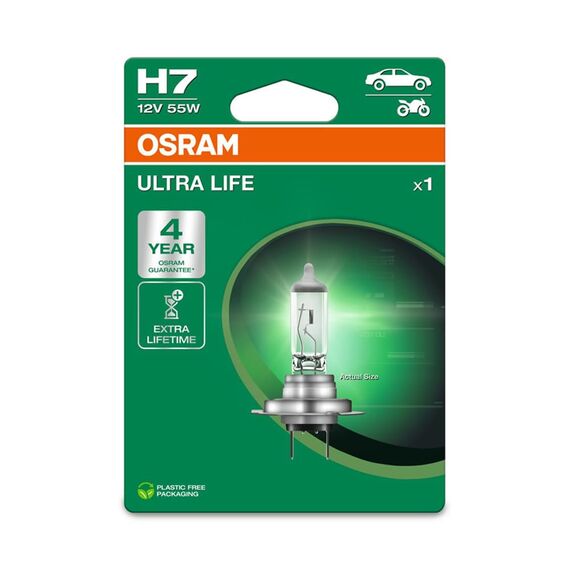 Osram ULTRA LIFE, H7, halogen headlight lamp, Single Blister (1 lamp)