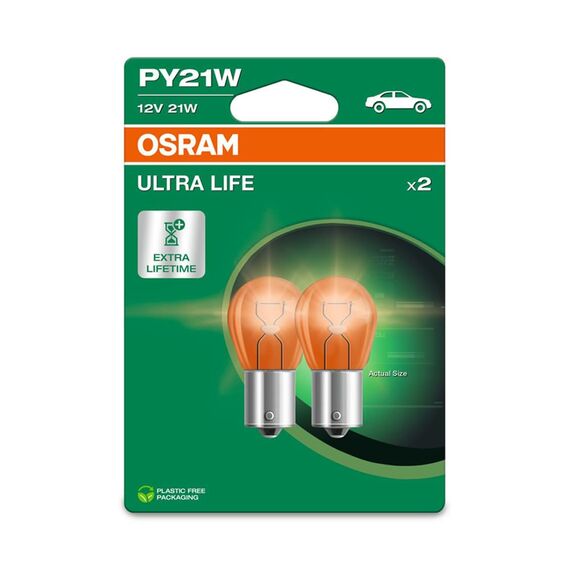 Osram ULTRA LIFE, PY21W, Double Blister, (2 lamps)