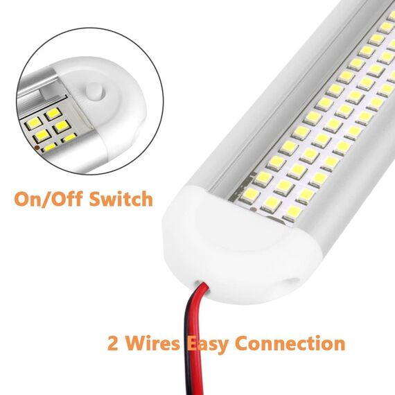 URAQT LED Innenlichtleiste, 120 LEDs, 12V Universal Lichtleiste mit Verlängerungskabel, Weiße Lampe für Fahrzeuge und Anwendungen (4PCS)
