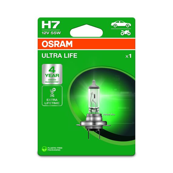Osram ULTRA LIFE, H7, halogen headlight lamp, Single Blister (1 lamp)