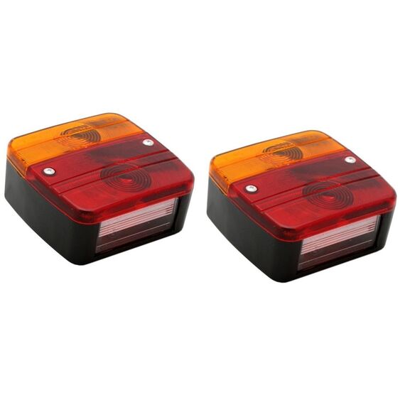 Hillfield® Universal Rücklichter, Rückleuchten für KFZ Anhänger, Komplett mit Glühlampen, 12V, 2 Stück