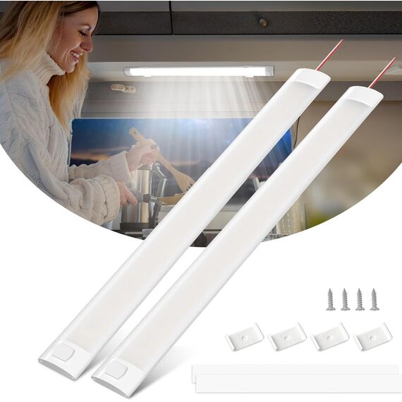 Bonlux 12 Volt LED Lampe Wohnmobil, 120 LED 12V Leiste Auto Innenbeleuchtung mit Schalter für Van Bus Caravan Boat Küche Bad Bar LKW, 12W 6000K, 2 Stück