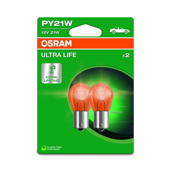 Osram ULTRA LIFE, PY21W, Double Blister, (2 lamps)
