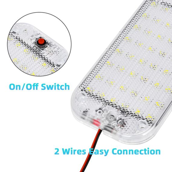 URAQT 48 LED Innenbeluchtung Auto, 2 Stück Super Hell 800LM 12V LED KFZ Innenraumbeleuchtung mit Schalter 6000K Weißlicht Kfz Beleuchtung Leiste für Auto Wohnmobil Bus Caravan Boat Quadratischer
