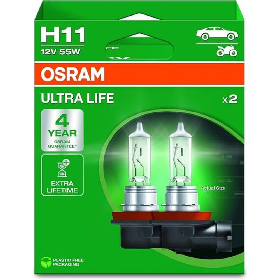 Osram ULTRA LIFE, H11, halogen headlight lamps, Hanging folding box (2 lamps)