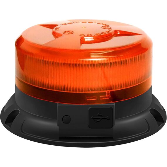 Dinfu Rundumleuchte akku 12V led Warnleuchte magnet 9 Blinkend Leuchtmodi mit Kfz-Ladekabel und USB Kabel für Auto LKW Traktor Golfwagen UTV SUV J-eep