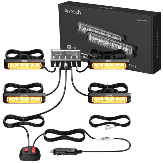 4er 6LED Warnlicht Frontblitzer Stroboskoplicht Wasserdicht IP68 Blinklicht Warnung Beacon Blinklichter Blitzmodul Warnleuchte Notfall Licht Achtung Blinklicht für 12/24V LKW, Truck, Emergency