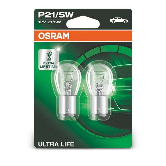 Osram Ultra Life Halogen Birnen - BAY15D - 12V/21-5W - Satz à 2 Stück