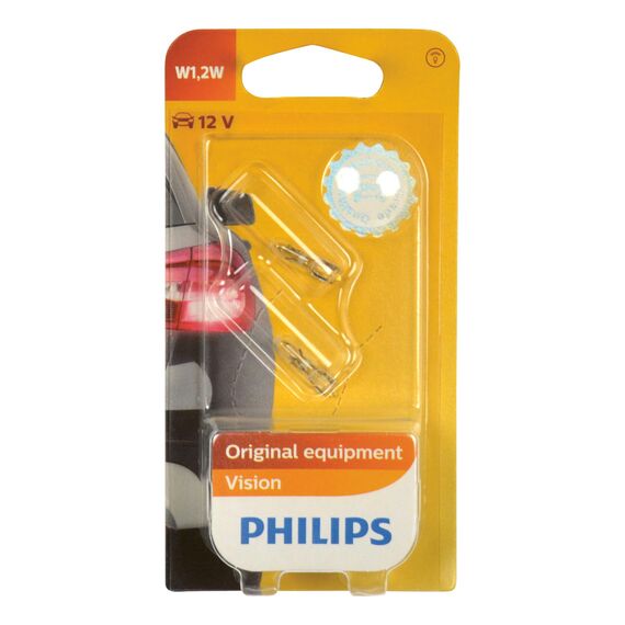 Philips 12516B2 Vision - W1,2W-Lampe für Anzeigen (1 x 2 Einheiten), weiß, 13.50x9.50x13.50