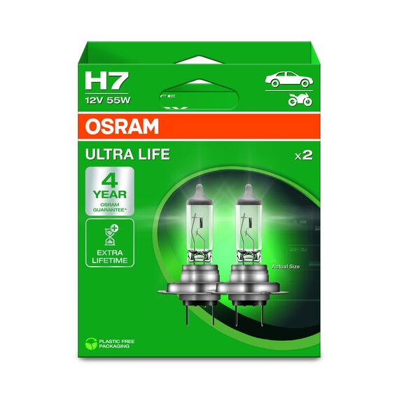 Osram ULTRA LIFE, H7, halogen headlight lamps, Hanging folding box (2 lamps)