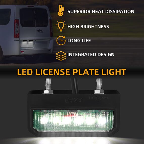 AOHEWEI 2 x LED Kennzeichenbeleuchtung Anhänger Nummernschildbeleuchtung Hinten 12~24V Wasserdicht Perfekt fürs Auto Anhänger LKW oder Boot
