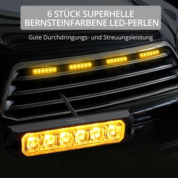 4er 6LED Warnlicht Frontblitzer Stroboskoplicht Wasserdicht IP68 Blinklicht Warnung Beacon Blinklichter Blitzmodul Warnleuchte Notfall Licht Achtung Blinklicht für 12/24V LKW, Truck, Emergency