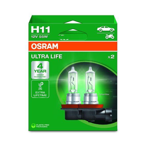 Osram ULTRA LIFE, H11, halogen headlight lamps, Hanging folding box (2 lamps)