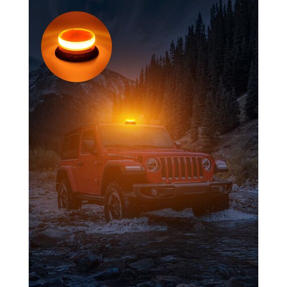 Dinfu Rundumleuchte akku 12V led Warnleuchte magnet 9 Blinkend Leuchtmodi mit Kfz-Ladekabel und USB Kabel für Auto LKW Traktor Golfwagen UTV SUV J-eep