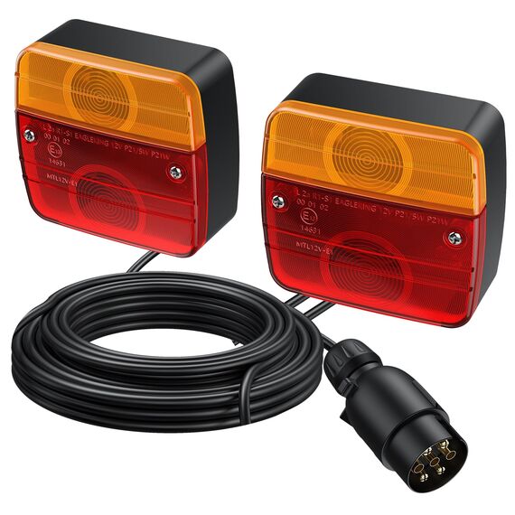 EYPINS Anhänger Rückleuchten Set, Universal 12V Anhänger Rücklichter mit 7.5m Kabel, 7-polig Anhängerbeleuchtung Kennzeichenbeleuchtung Wasserdicht IP65 für PKW LKW Caravan Boot Vans | E-Mark E13