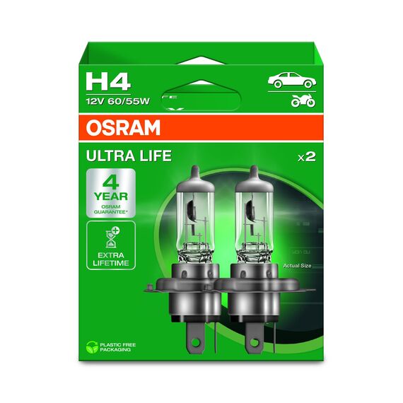 Osram ULTRA LIFE, H4, halogen headlight lamps, Hanging folding box (2 lamps)