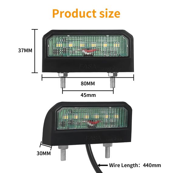 AOHEWEI 2 x LED Kennzeichenbeleuchtung Anhänger Nummernschildbeleuchtung Hinten 12~24V Wasserdicht Perfekt fürs Auto Anhänger LKW oder Boot