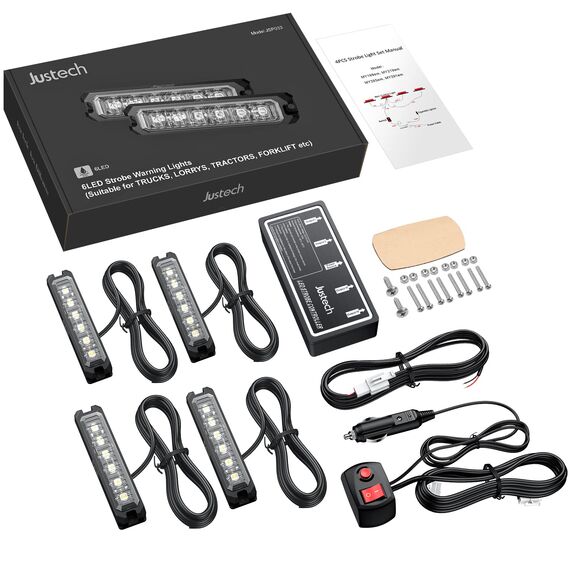 4er 6LED Warnlicht Frontblitzer Stroboskoplicht Wasserdicht IP68 Blinklicht Warnung Beacon Blinklichter Blitzmodul Warnleuchte Notfall Licht Achtung Blinklicht für 12/24V LKW, Truck, Emergency