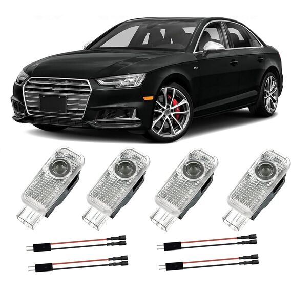 4 Stück Autotür Licht Audi Logo Projektor Türprojektoren für A1/A3/A4/A5/A6/A7/A8/Q2/Q3/Q5/Q7/Q8/TT/R8, Türbeleuchtung Einstiegsbeleuchtung Zubehör
