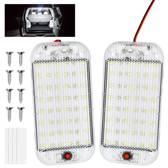 URAQT 48 LED Innenbeluchtung Auto, 2 Stück Super Hell 800LM 12V LED KFZ Innenraumbeleuchtung mit Schalter 6000K Weißlicht Kfz Beleuchtung Leiste für Auto Wohnmobil Bus Caravan Boat Quadratischer