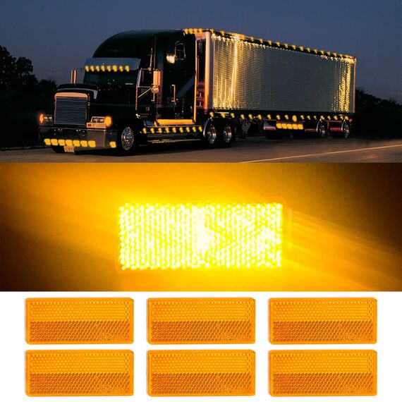Reflektoren Selbstklebend Rückstrahler Katzenauge Reflektor Selbstklebend Katzenauge Reflektor für Torpfosten Zäune LKW RV Wohnwagen (Orange Rechteckig)