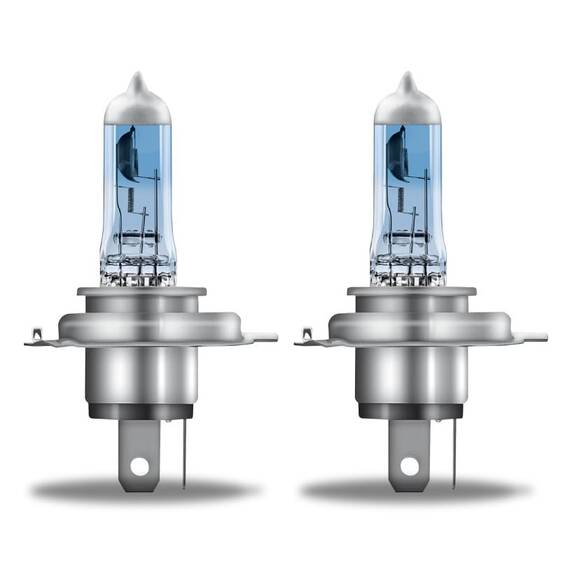 Osram COOL BLUE INTENSE H4, +100% mehr Helligkeit, bis zu 5.000K, Halogen-Scheinwerferlampe, LED-Look, Duo Box (2 Lampen)