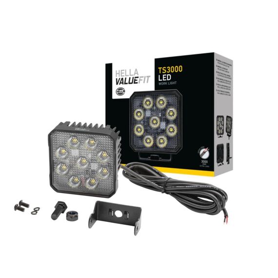 HELLA Valuefit TS3000 LED Arbeitsscheinwerfer 12V - 24V 3000 echte Lumen Nahfeldausleuchtung starke Lichtleistung in kompaktem Design Offroad LED Scheinwerfer für Traktor LKW SUV ATV - 1GA 357 112-012