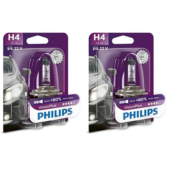 PHILIPS H4 12V 6055W P43t Vision Plus 60% 1st. Blister (Packung mit 2)