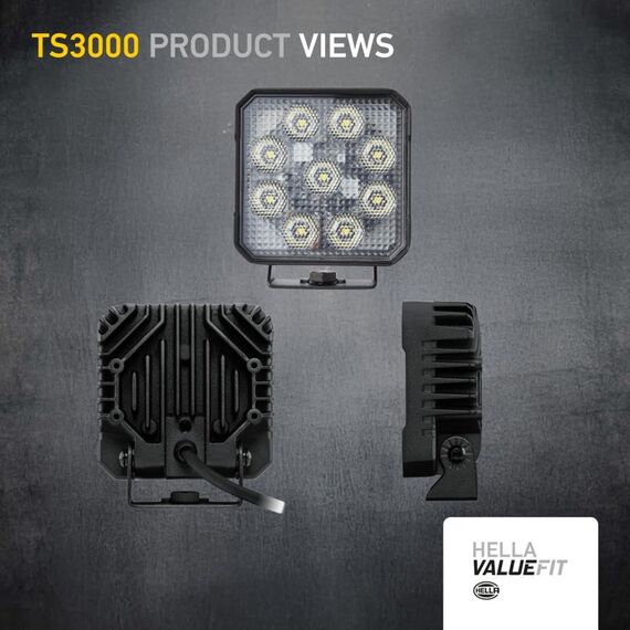 HELLA Valuefit TS3000 LED Arbeitsscheinwerfer 12V - 24V 3000 echte Lumen Nahfeldausleuchtung starke Lichtleistung in kompaktem Design Offroad LED Scheinwerfer für Traktor LKW SUV ATV - 1GA 357 112-012